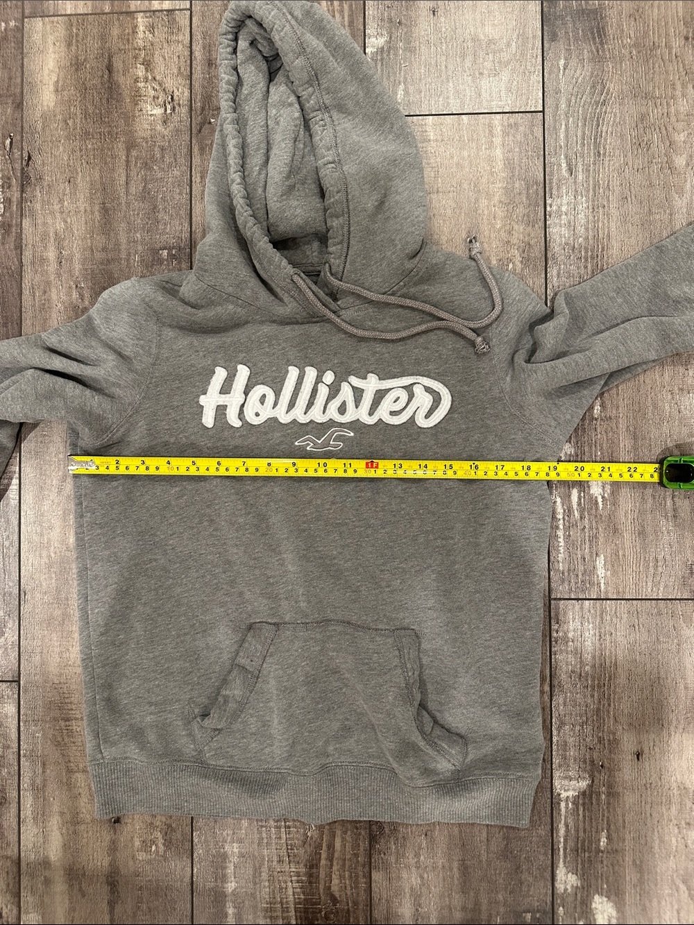 Hollister Light Gray Pullover Hoodie with White Script